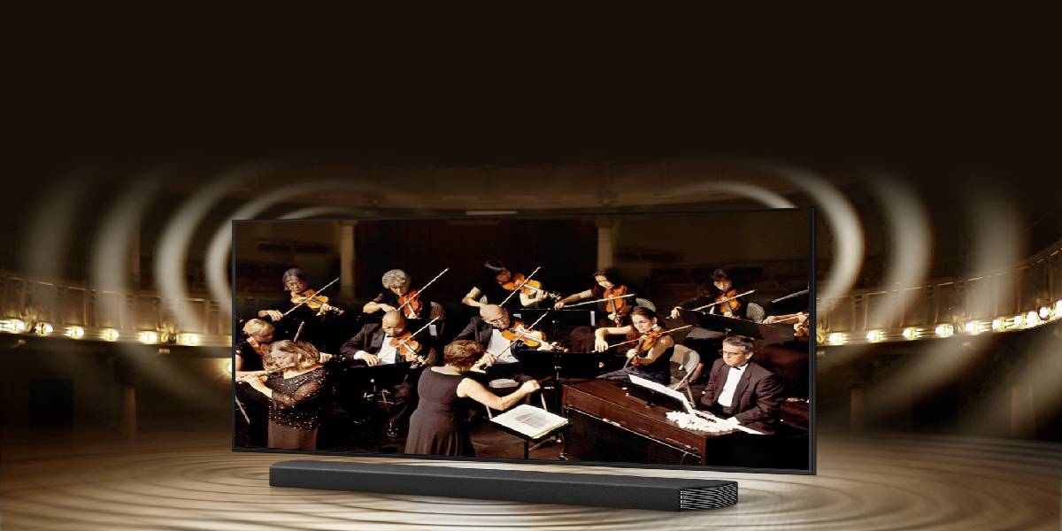 قابلیت Q-SYMPHONY پخش صدای مرتبط شده در تلویزیون 50 اینچ 4K سامسونگ SAMSUNG مدل 50AU7500